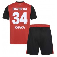 Camisa de Futebol Bayer Leverkusen Granit Xhaka #34 Equipamento Principal Infantil 2024-25 Manga Curta (+ Calças curtas)